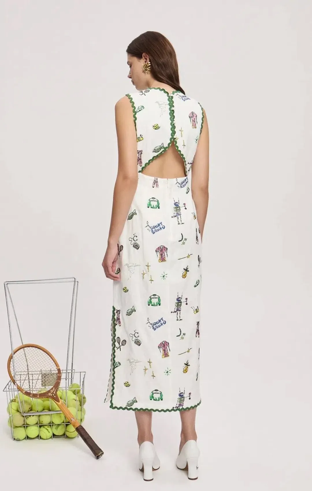 Alemais Play Embroidered Midi Dress 100% linen,  Size 14 for rent on The Volte - main image