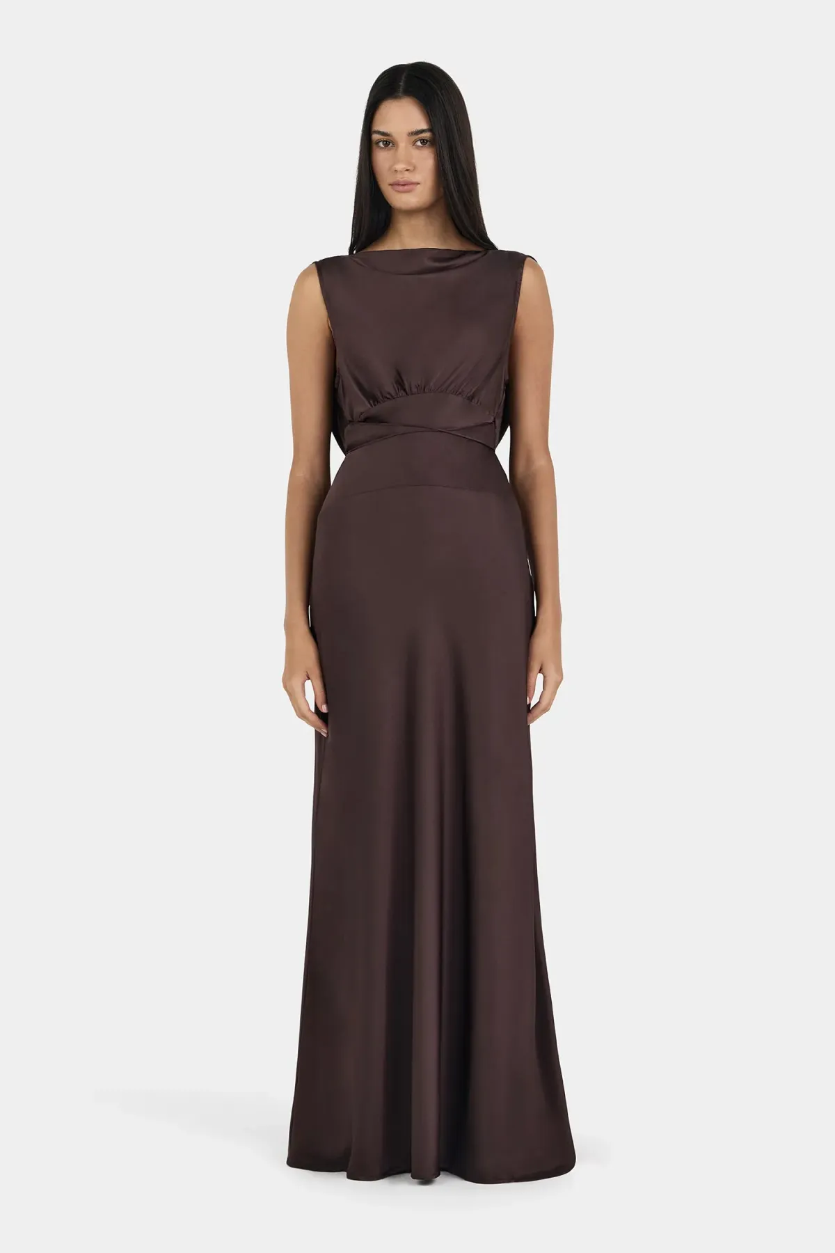 Hansen And Gretel Clara Bias Dress Cognac Size 16 for rent on The Volte - main image