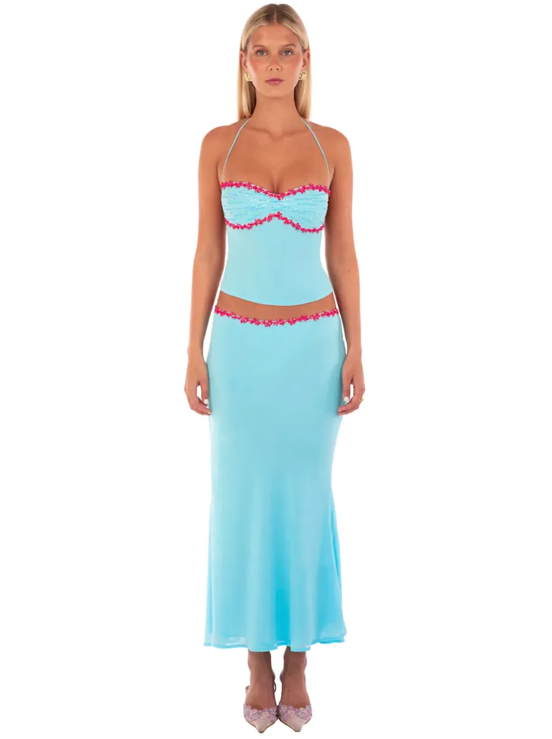 I AM DELILAH JEMIMA MIDI SKIRT & JEMIMA HALTER. SIZE XS / AU 6-8 for rent on The Volte - main image