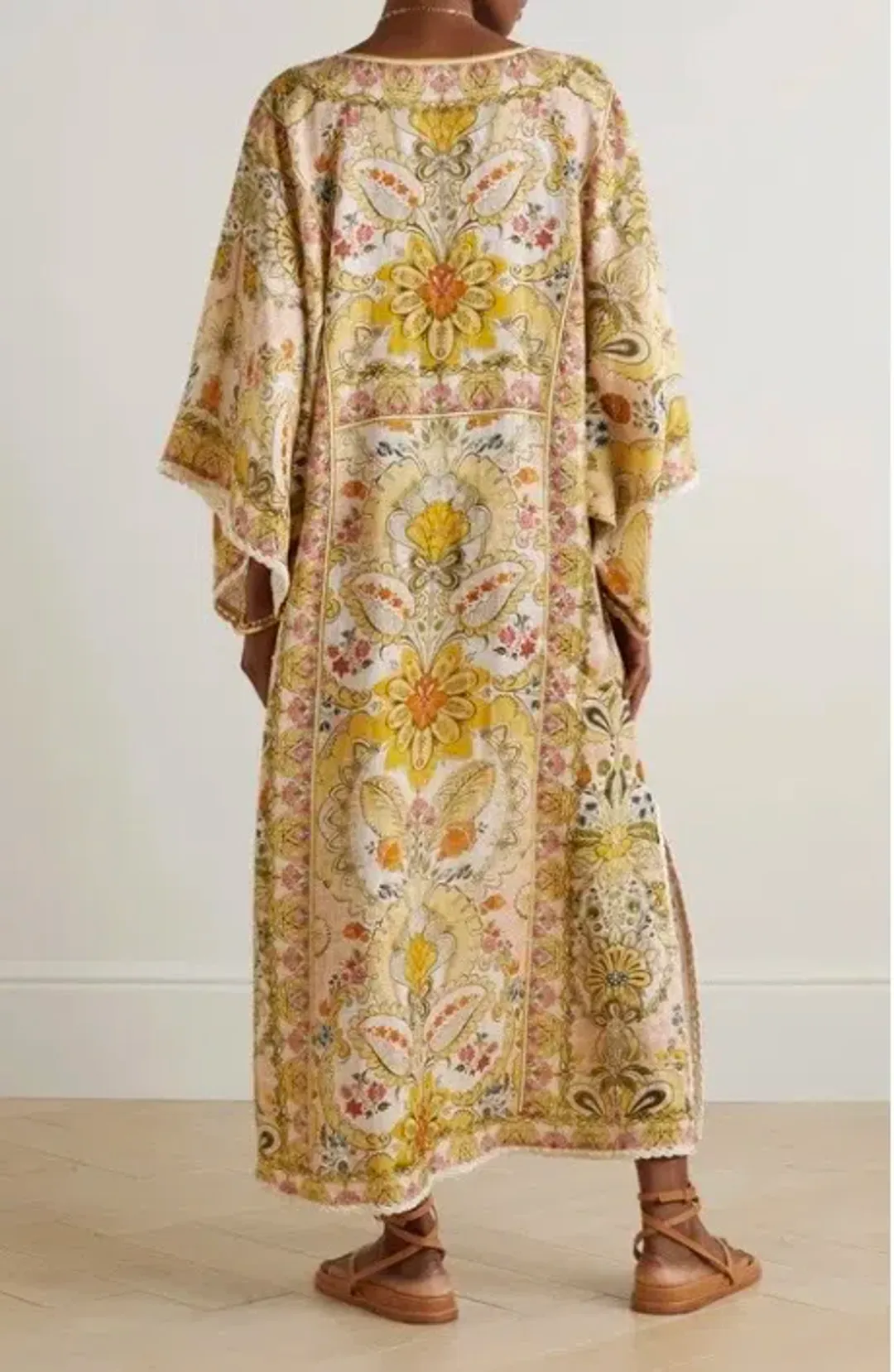 Zimmermann Laurel Floral Linen Kaftan Size 1 Fits to Size 12 AU for rent on The Volte - main image