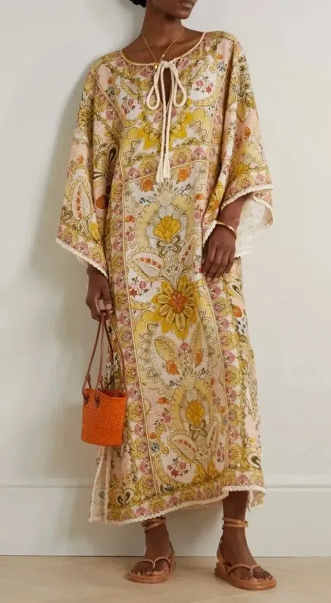 Zimmermann Laurel Floral Linen Kaftan Size 1 Fits to Size 12 AU for rent on The Volte - main image