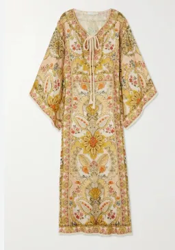 Zimmermann Laurel Floral Linen Kaftan Size 1 Fits to Size 12 AU for rent on The Volte - image 3