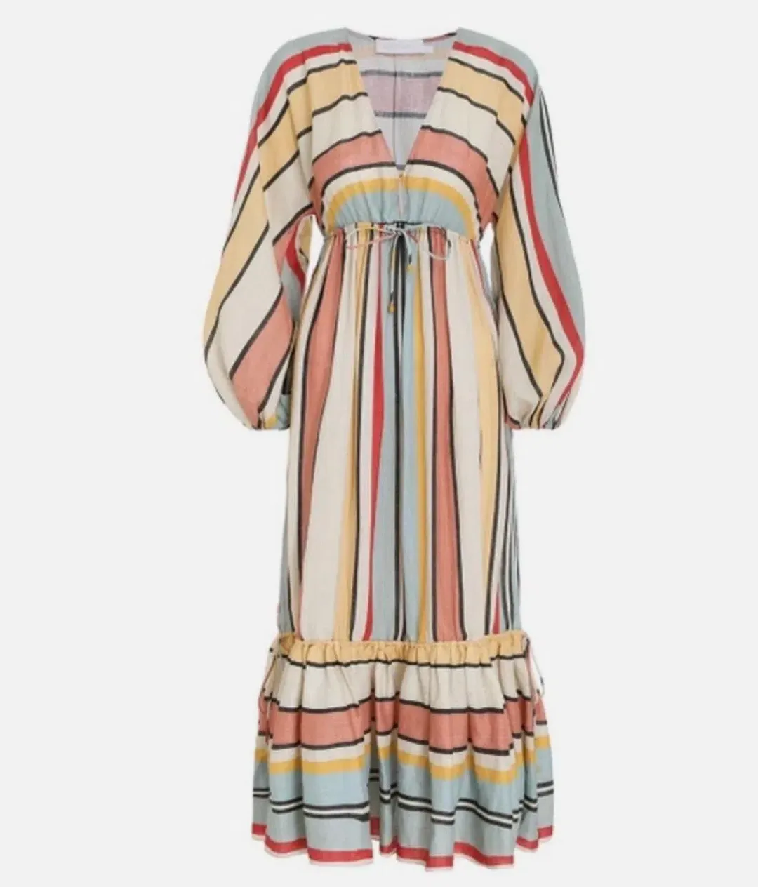Zimmermann Cassia Striped Maxi Linen Dress Size 1 Fits to size 12 for rent on The Volte - main image