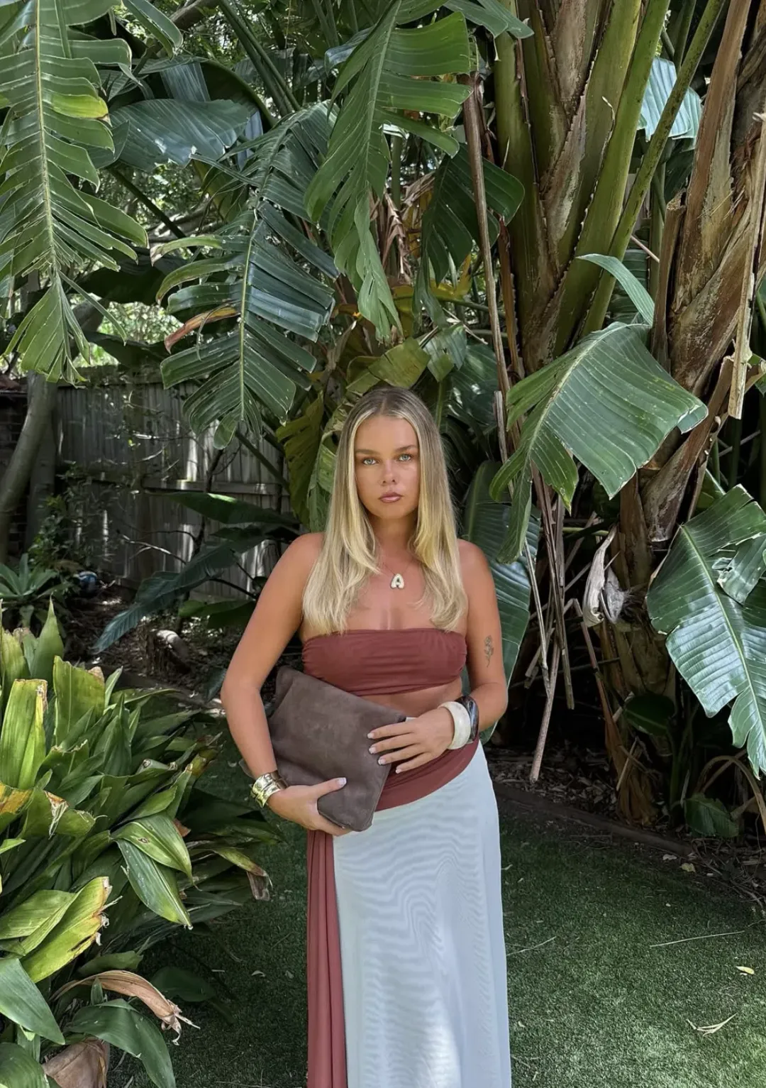 Bec and Bridge Ayla Maxi Dress Rust Butter Cream in Size 8  for rent on The Volte - main image