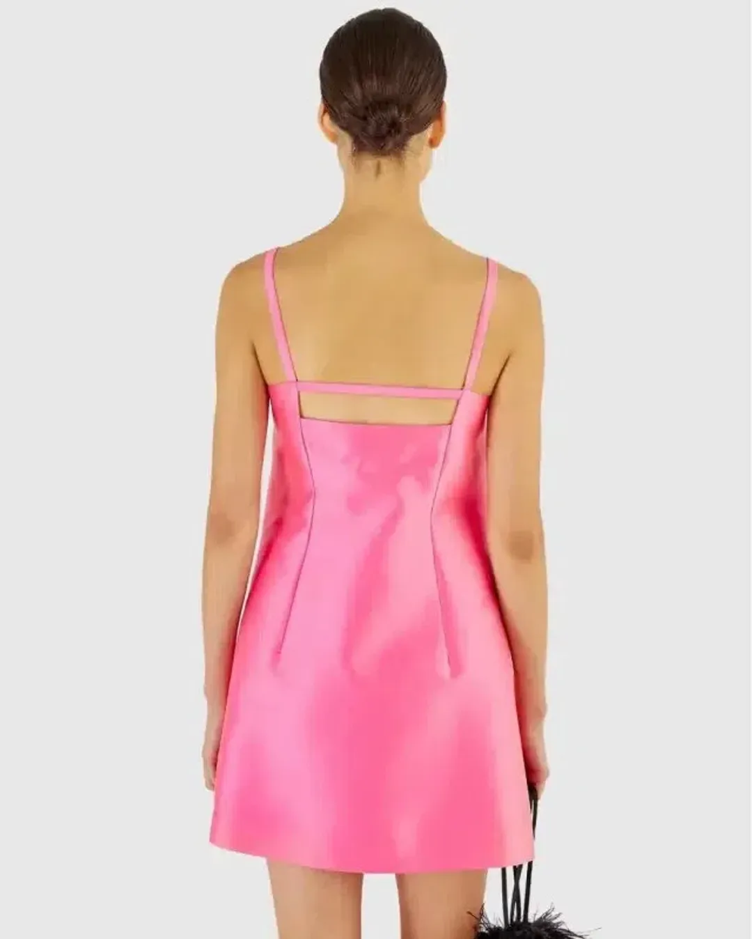 OROTON Satin Bow Mini Dress Candy Pink Size 8 AU for rent on The Volte - main image