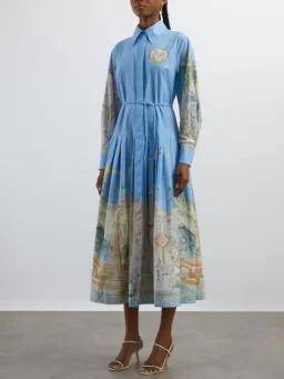 Alemais Anouk Shirtdress Size 14 Printed Cotton Long Sleeve Belted Midi for rent on The Volte - image 3