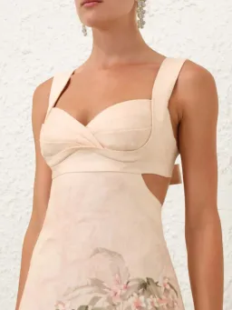 Zimmermann Illuminate Midi Dress Size 3 / AU 14 Linen Floral Print Cut Out Back Bodice Dress for rent on The Volte - image 6