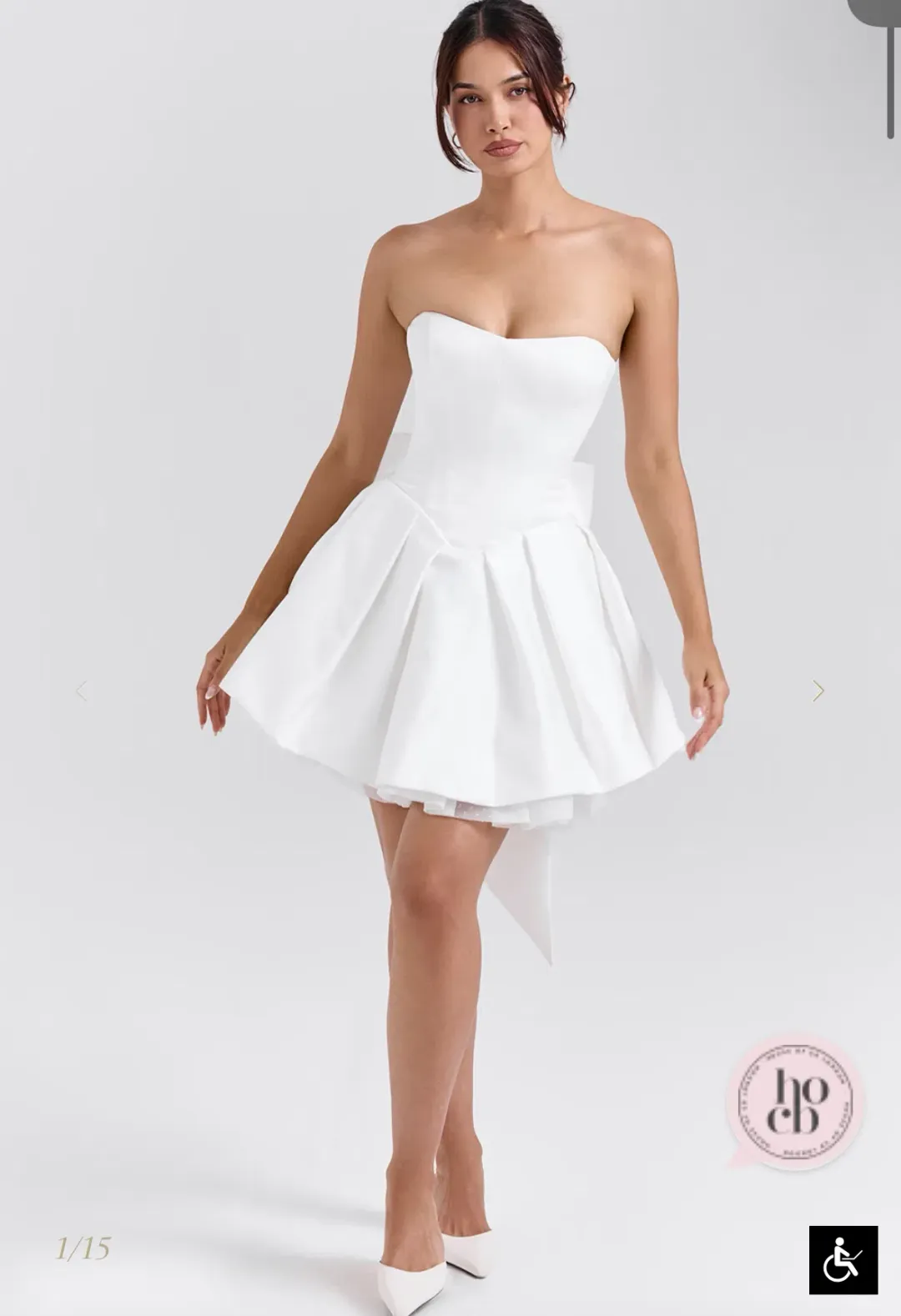 White satin bow mini dress for rent on The Volte - main image