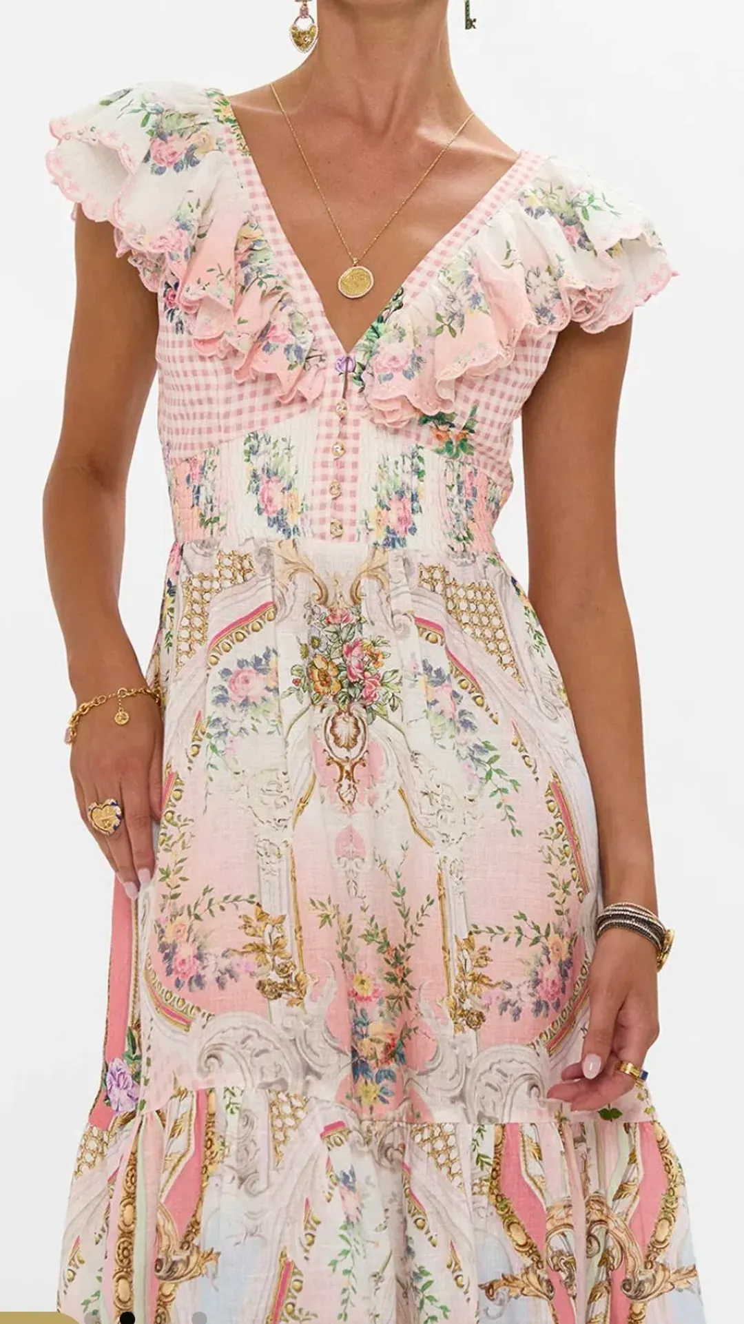 Camilla Lisbon Lullaby Tiered Dress with Neck Frill s.S for rent on The Volte - main image