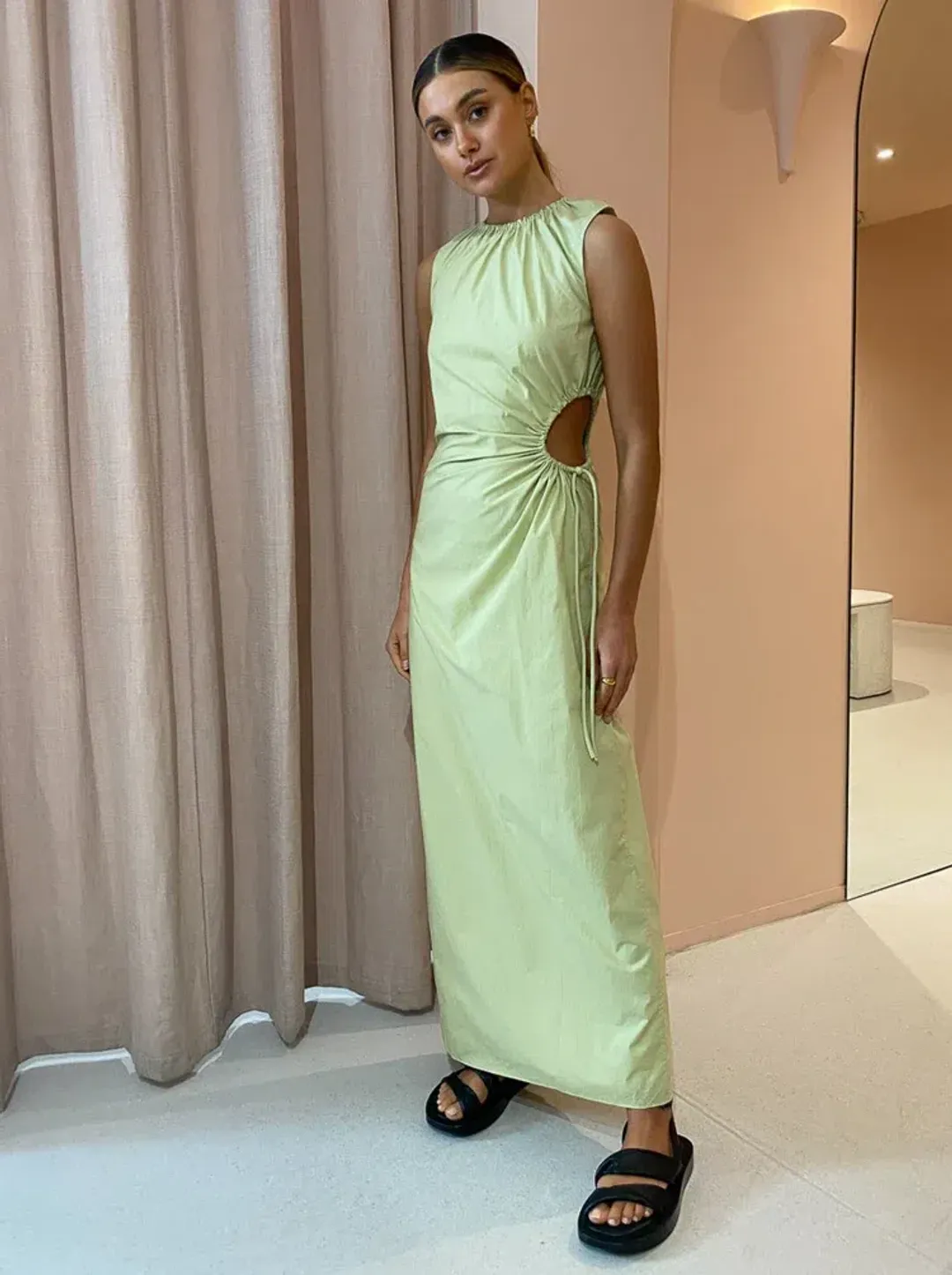 SIR THE LABEL MASON LACED MIDI DRESS IN PISTACHIO SIZE 8  for rent on The Volte - main image