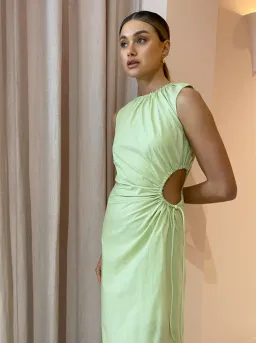 SIR THE LABEL MASON LACED MIDI DRESS IN PISTACHIO SIZE 8  for rent on The Volte - image 2
