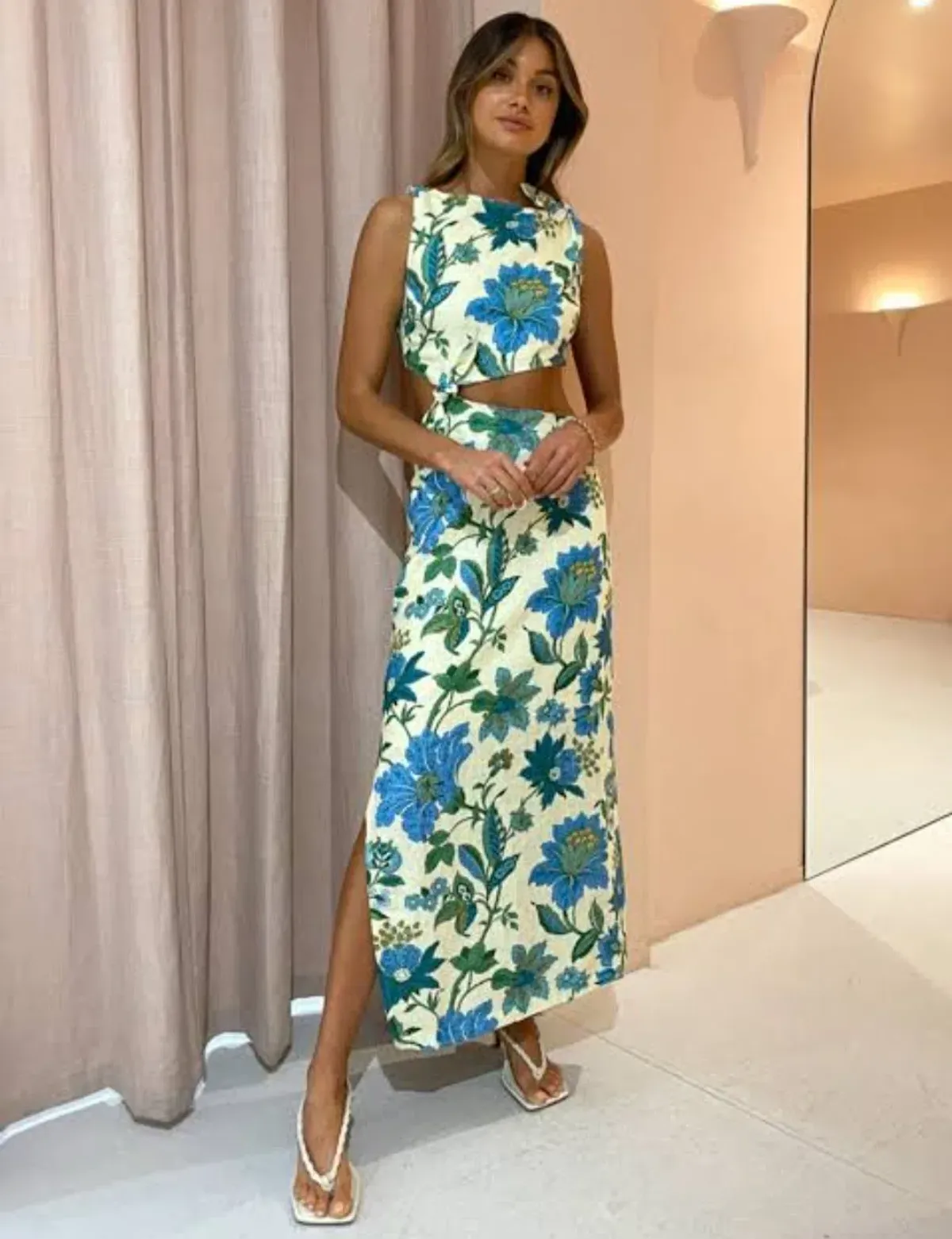 Sir The Label Alexandre Knot Dress in Marguerite Floral Size 0 / AU 6 for rent on The Volte - main image
