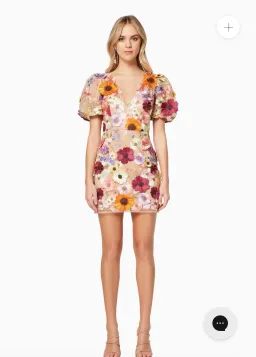 Rosalind 3D Floral Mini Dress in Pink for rent on The Volte - image 1