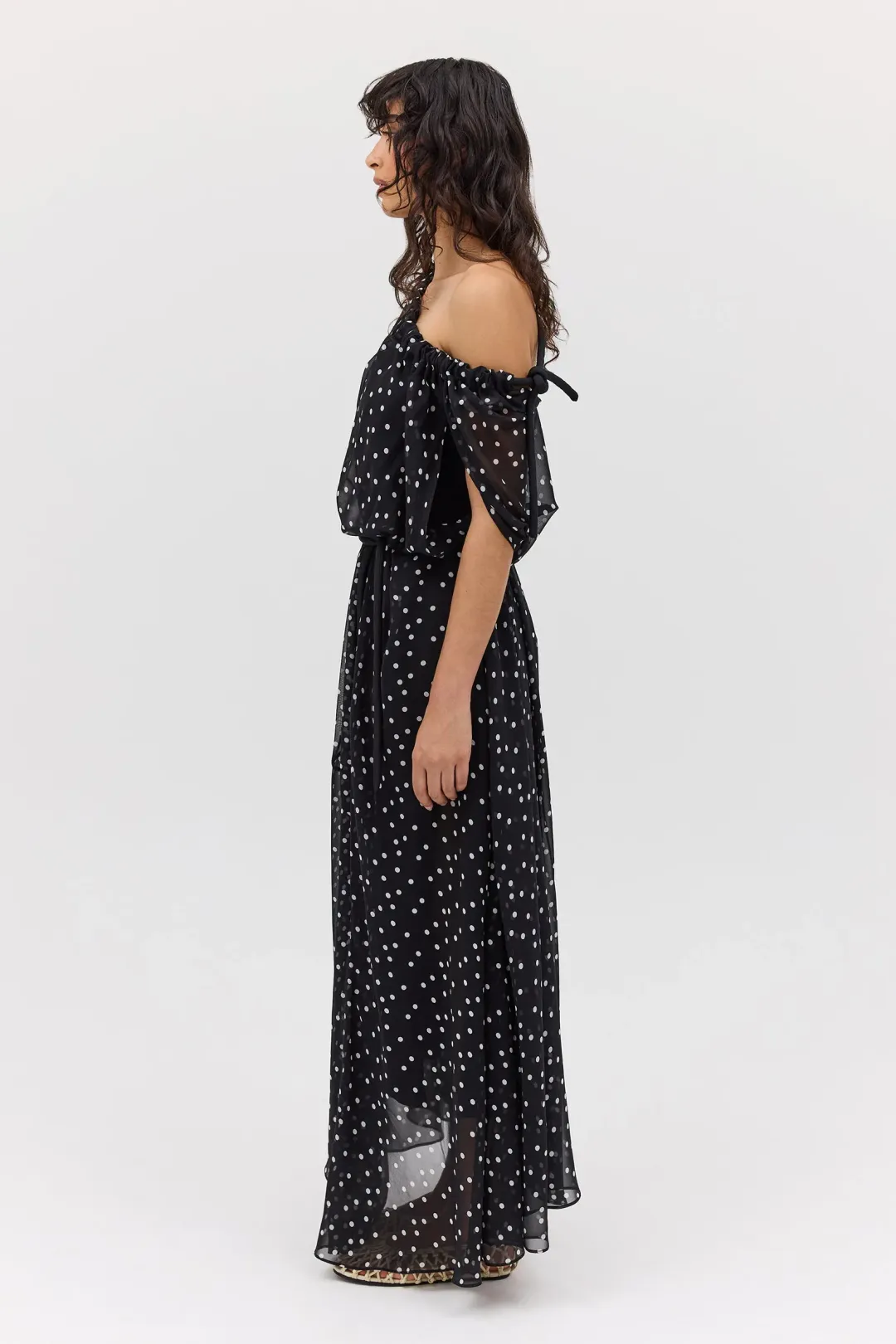 Bianca Spender Polka Dot Silk Emerge Dress Black Size 6 for rent on The Volte - main image