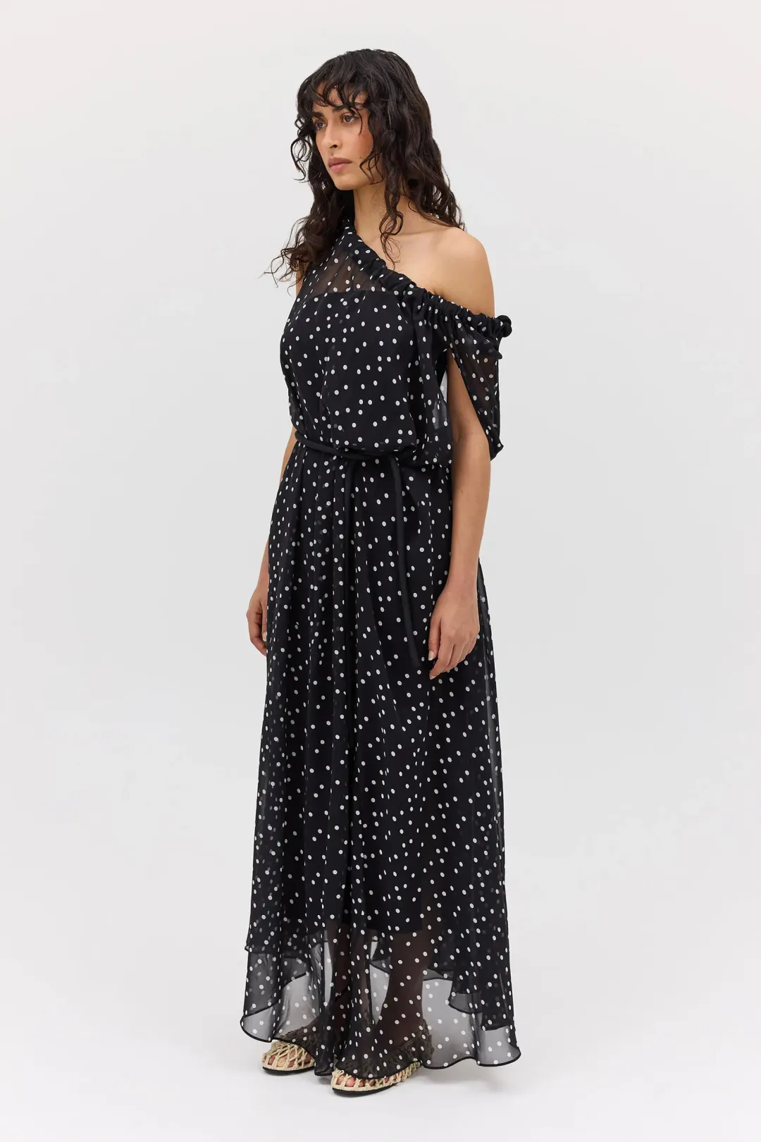 Bianca Spender Polka Dot Silk Emerge Dress Black Size 6 for rent on The Volte - main image