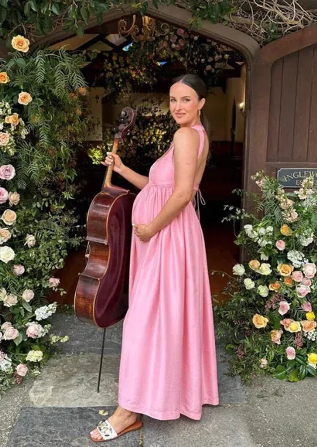 OROTON Strappy Open Back Poplin Maxi Sundress in Pink Strawberry Size 6 for rent on The Volte - main image
