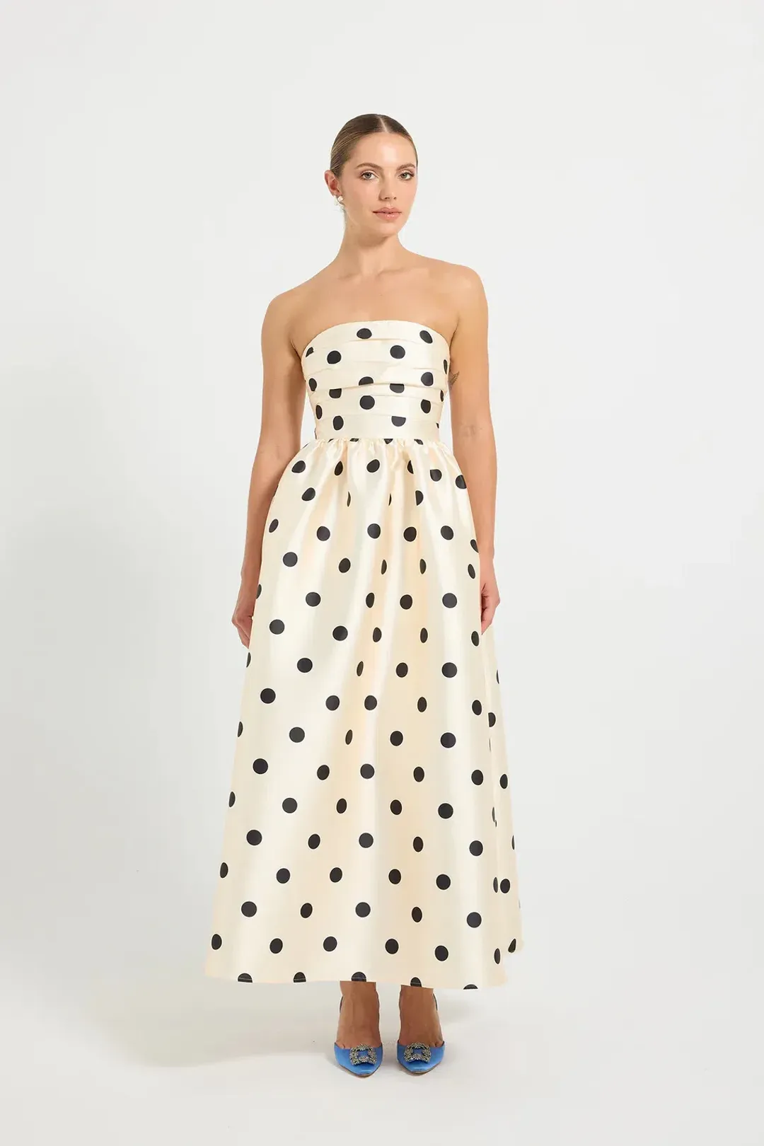 Pasduchas Dottie Strapless Midi Dress Size 14 for rent on The Volte - main image