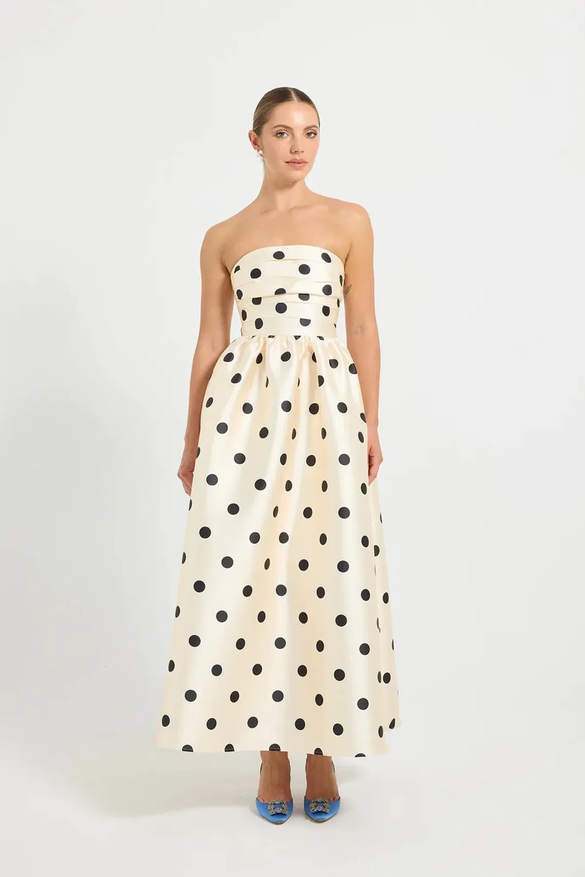 Pasduchas Dottie Strapless Midi Dress Size 14 for rent on The Volte - main image