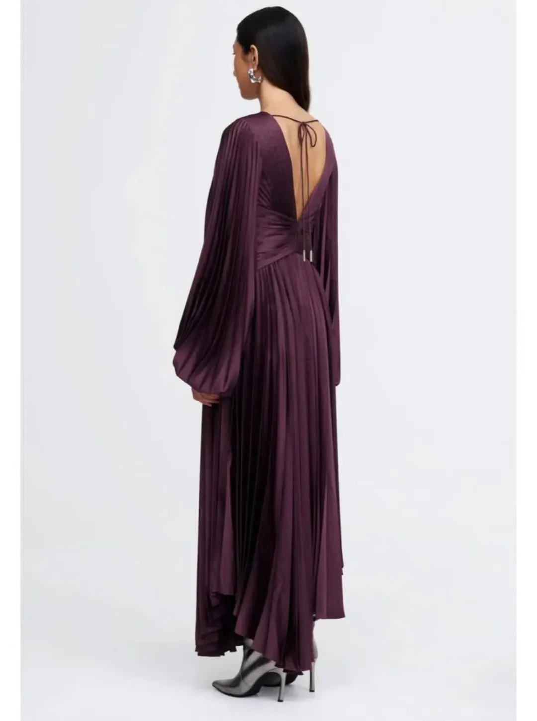 Acler dailley midi dress, plum, size 16 for rent on The Volte - main image