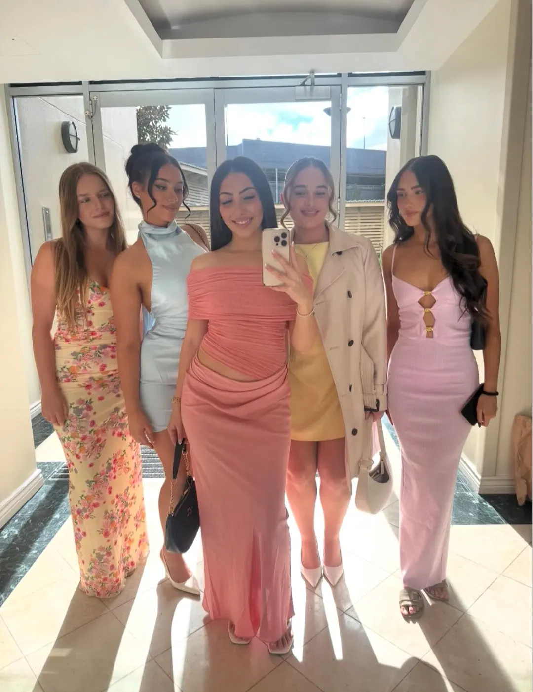 BENNI Nico Off The Shoulder Maxi in Candy Floss size 10 for rent on The Volte - main image