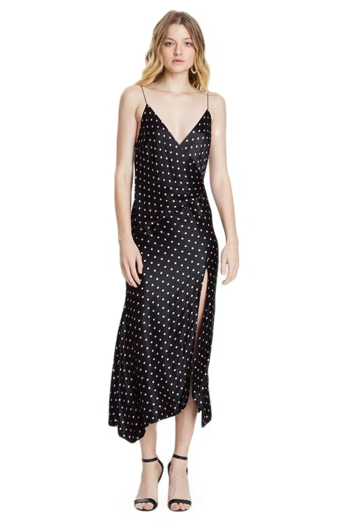 Bec & Bridge Kylie Midi Dress Pink Polka Dot Print Size 10 for rent on The Volte - main image