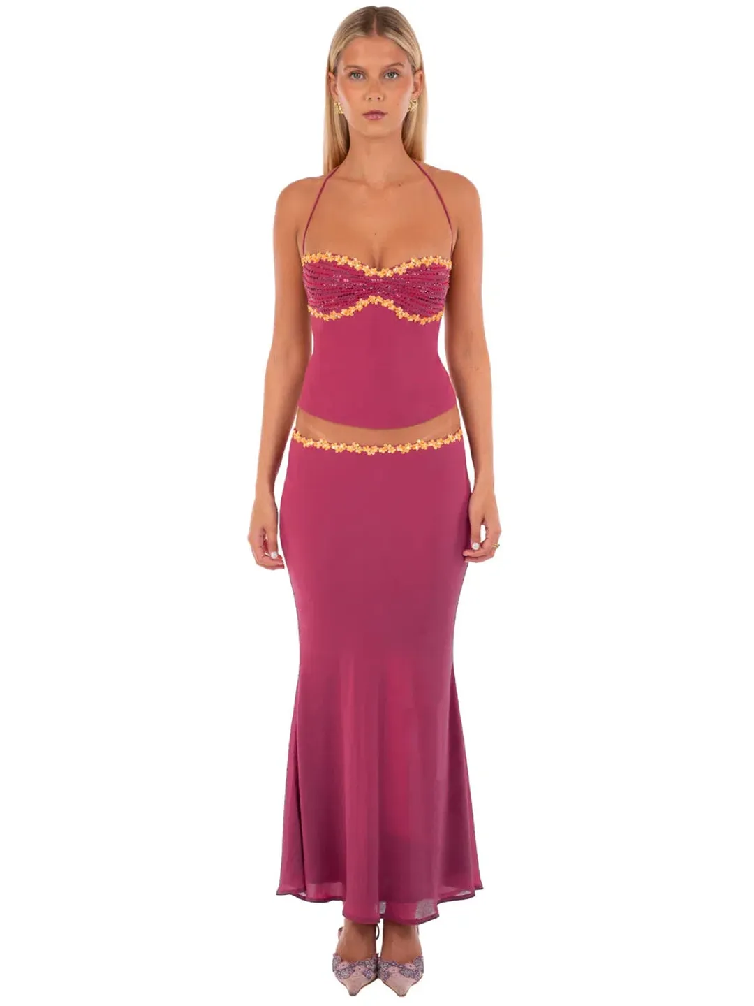 I AM DELILAH | JEMIMA MIDI SET | WINE | SIZE S (AU 8) for rent on The Volte - main image