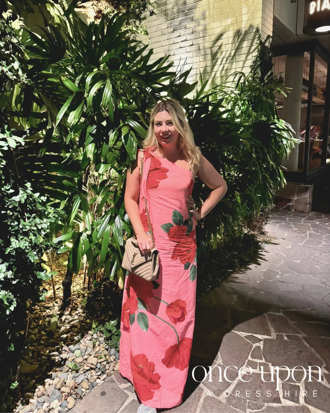 By Nicola Sorrento Maxi Dress in Raspberry Bloom Size 14 for rent on The Volte - main image