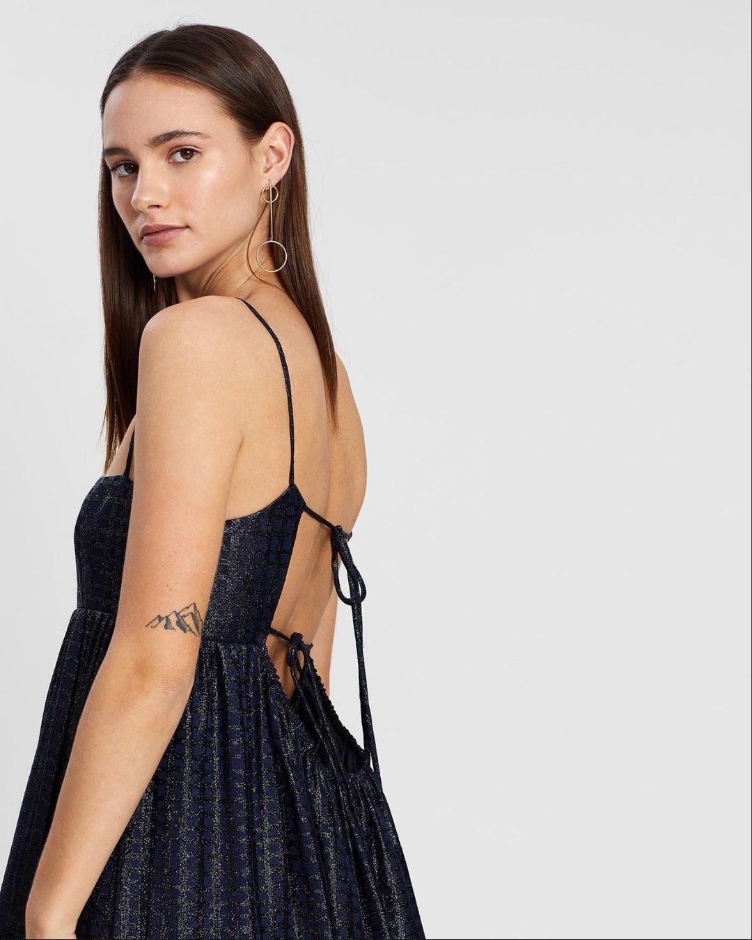 Asilio Metallic Check Dress Navy Size 10 for rent on The Volte - main image