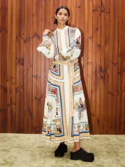 Alemais Mercado Shirtdress Size 16 Printed Cotton Long Sleeve Belted Midi for rent on The Volte - image 1