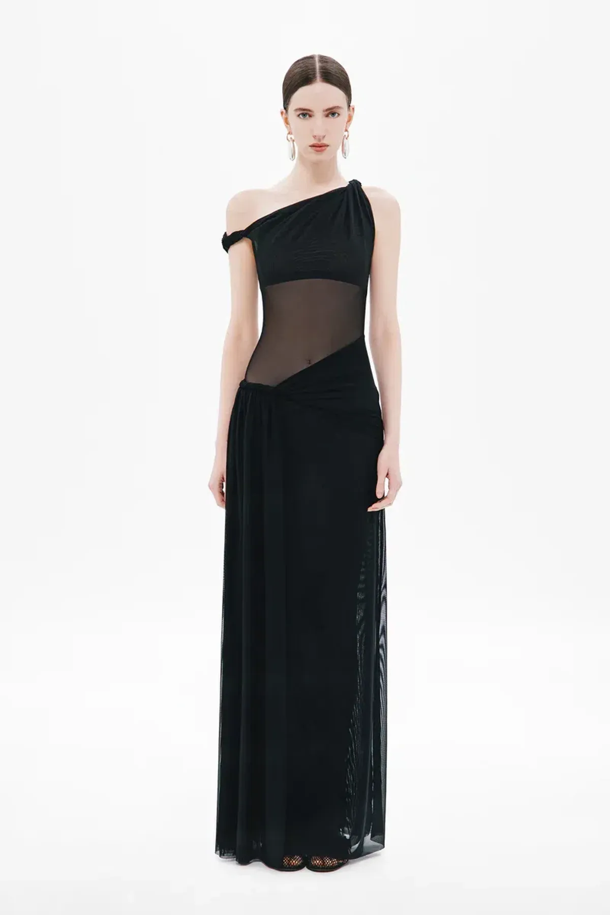 Misha Sisal maxi mesh dress , Black Size 8  for rent on The Volte - main image