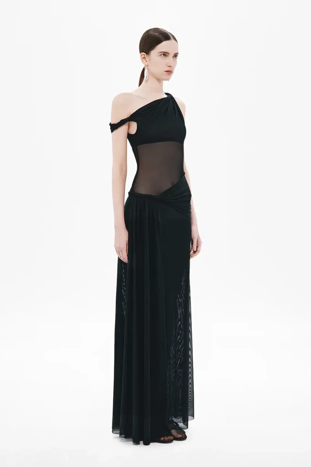 Misha Sisal maxi mesh dress , Black Size 8  for rent on The Volte - main image