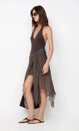 Norma Halter Dress Chocolate Slice Stripe , Brown Size 8 for rent on The Volte - image 3