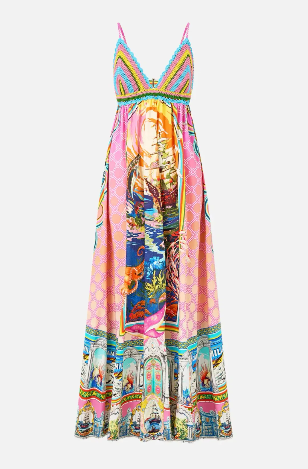 Camilla Bralette Detail Dress in Salty Splendour size L/AU 12 for rent on The Volte - main image