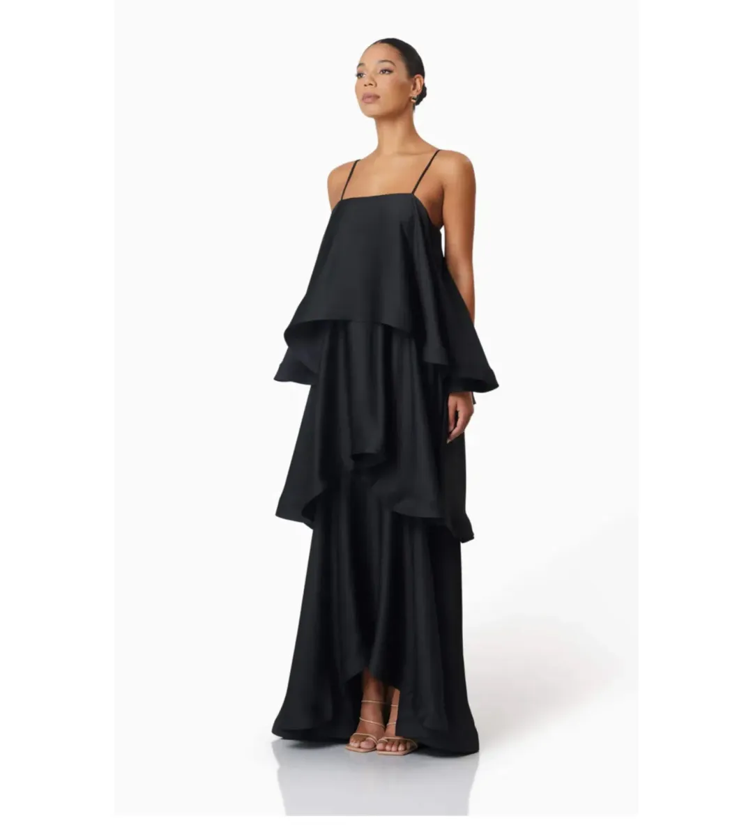 Elliatt Tilly Tiered Maxi Dress in Black Size XL/AU 14 for rent on The Volte - main image