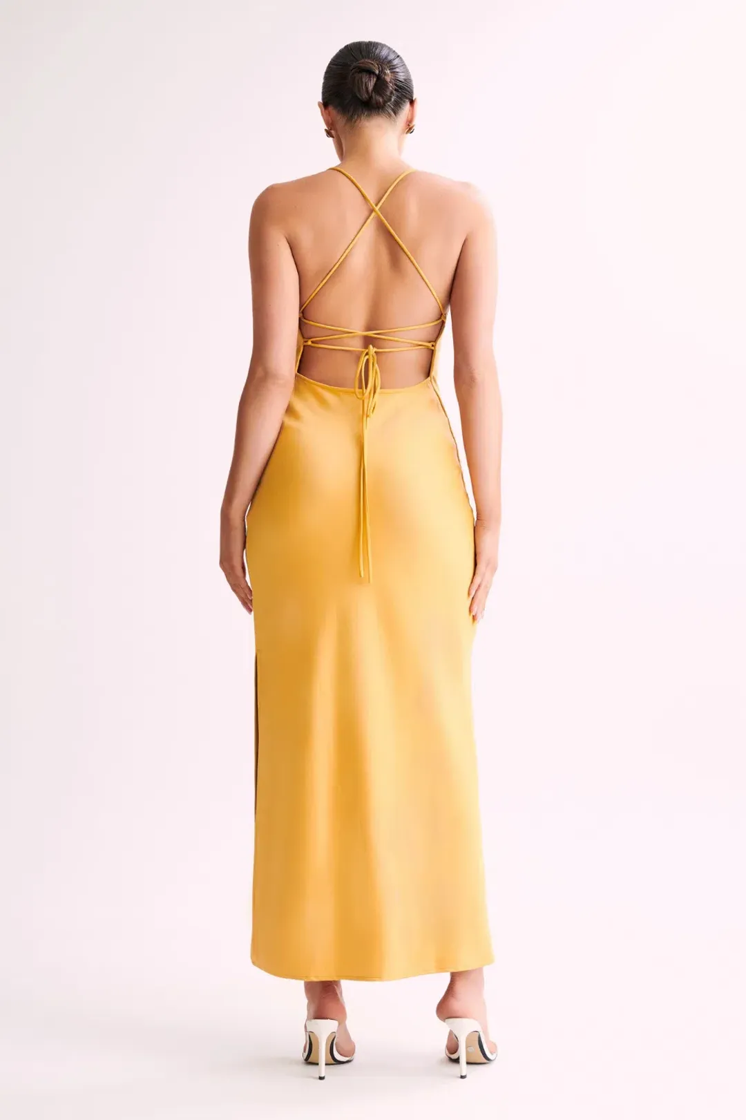 Sydney Straight Neck Slip Maxi Dress - Yellow for rent on The Volte - main image
