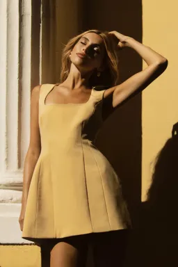 Lysandre Crepe Mini Dress - Peach for rent on The Volte - image 4