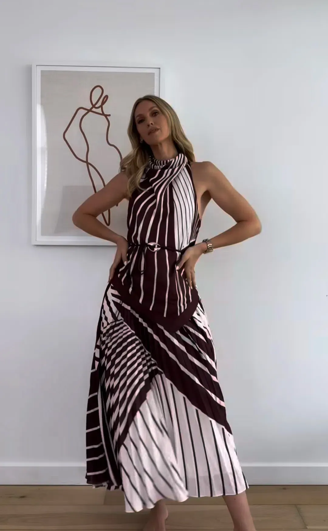 SHEIKE Montmartre Stripe Maxi Dress Size 12 for rent on The Volte - main image