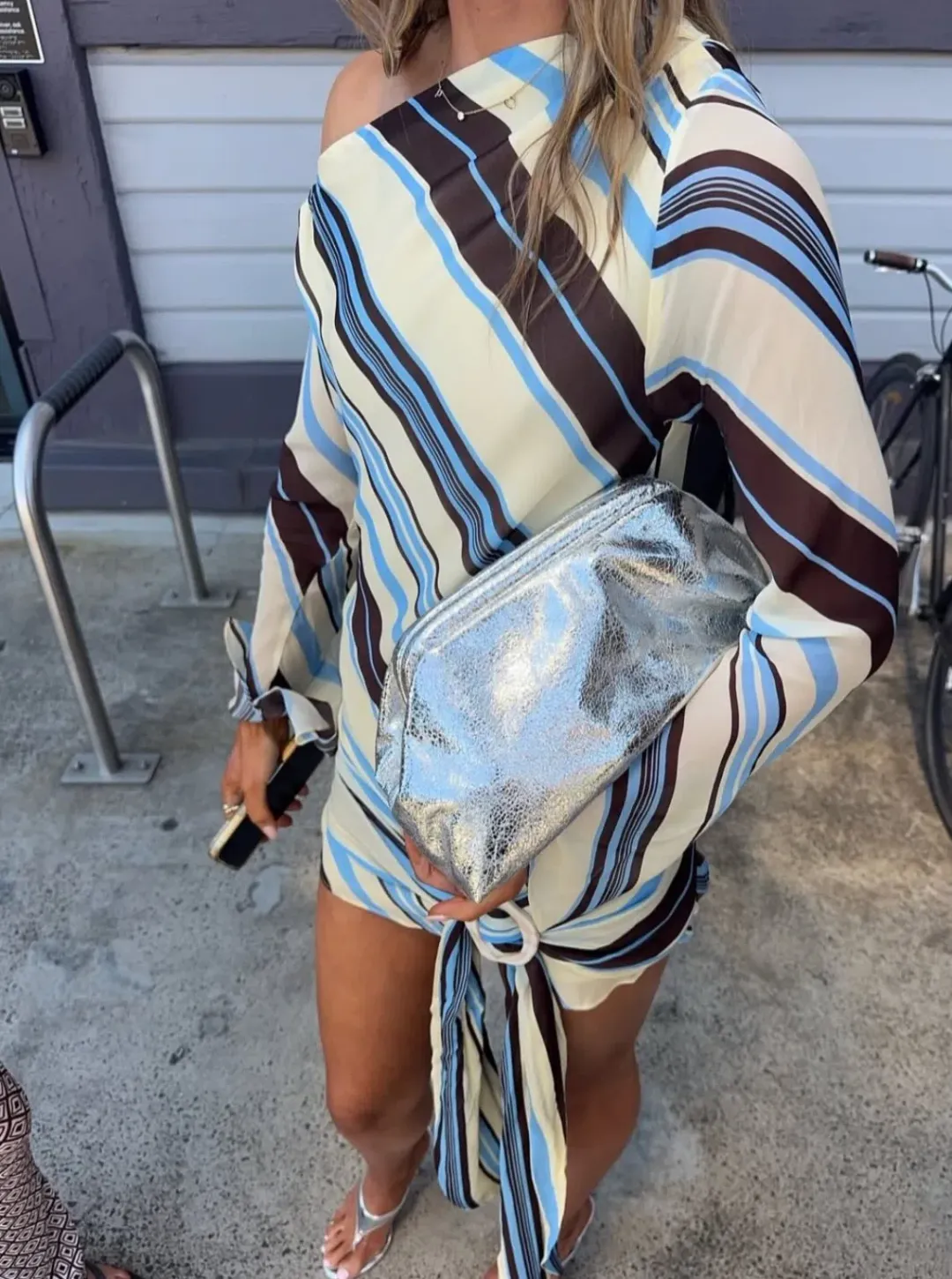 Benni Elise Mini Dress size 12 Ocean Stripe for rent on The Volte - main image