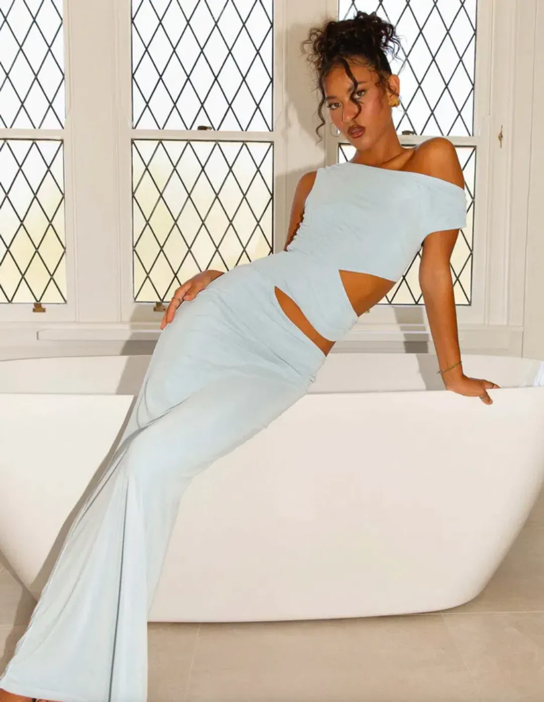Margot One Shoulder Maxi Dress - Sky Blue for rent on The Volte - main image