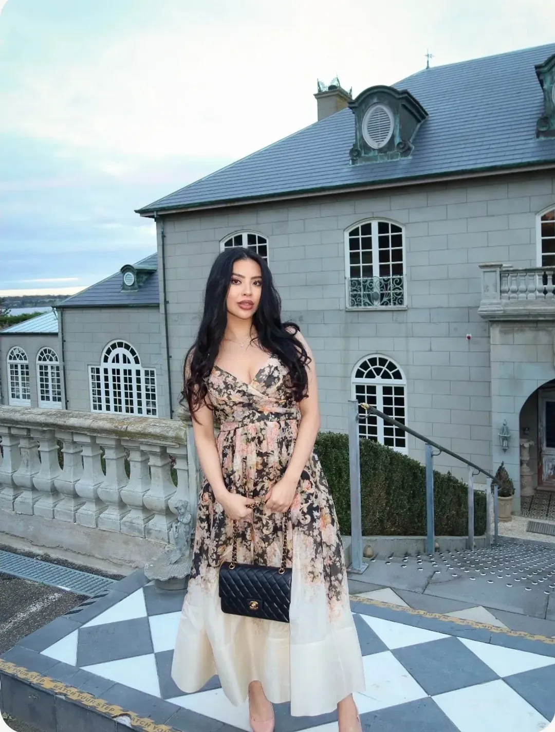 Zimmermann Illustration Midi Dress Tea Rococo Floral Size 3/AU14 for rent on The Volte - main image