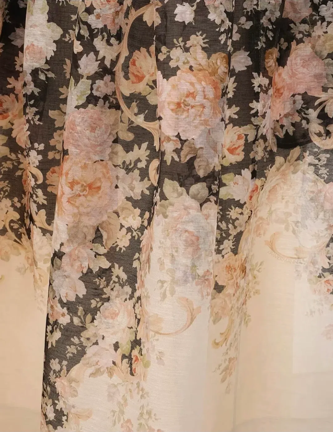 Zimmermann Illustration Midi Dress Tea Rococo Floral Size 3/AU14 for rent on The Volte - main image