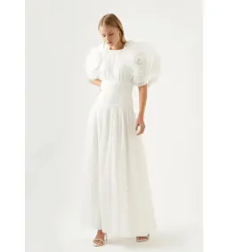 Aje Expressive Pleated Maxi Dress Ivory Size S/AU 8 for rent on The Volte - image 1
