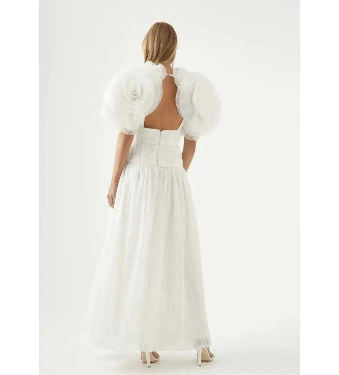 Aje Expressive Pleated Maxi Dress Ivory Size S/AU 8 for rent on The Volte - main image