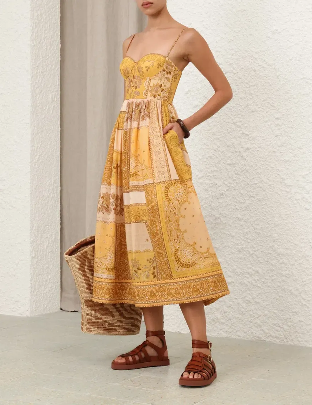 Zimmermann LUCKY CORSET MIDI DRESS Size 1/AU10 for rent on The Volte - main image