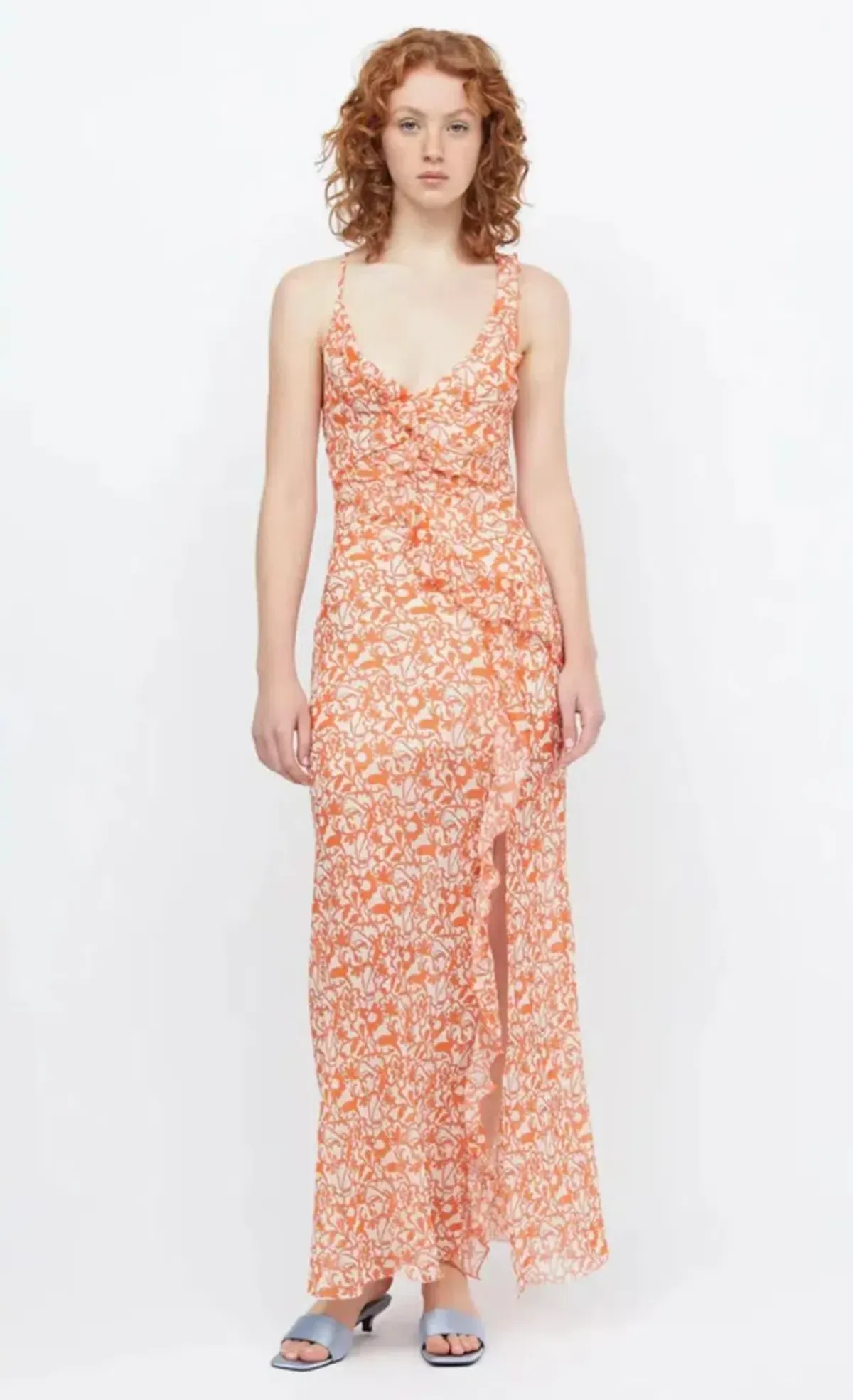 Bec & Bridge Firefly Frill Maxi Maxi orange floral size 8 for rent on The Volte - main image