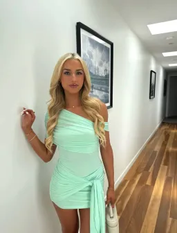 BENNI. Rumi Mini Dress Bleached Aqua Size S/AU 8 for rent on The Volte - image 1