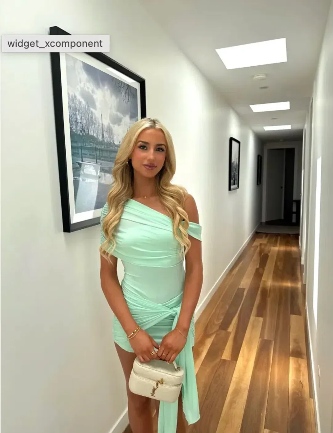 BENNI. Rumi Mini Dress Bleached Aqua Size S/AU 8 for rent on The Volte - main image