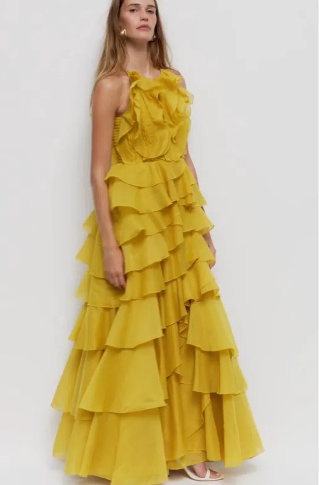 Aje Cleo Maxi Gown in Chartreuse Size 8 for rent on The Volte - main image