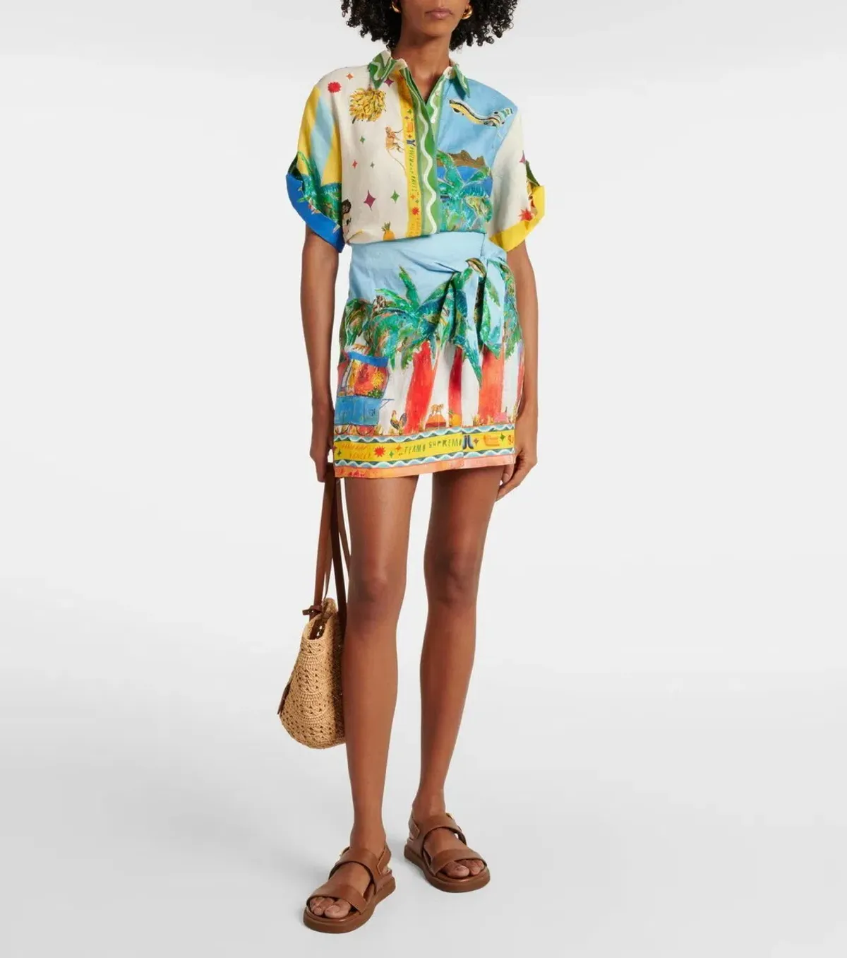 ALEMAIS All Aboard Linen Shirt and Skirt Set Size 10 AU for rent on The Volte - main image