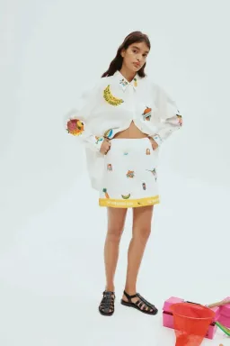 ALEMAIS Clam Patch Shirt and Blue Marlin Mini Skirt Set Size 8 & 10 AU for rent on The Volte - image 3